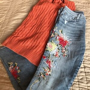 Hudson Embroidered Nico Skinny Jeans